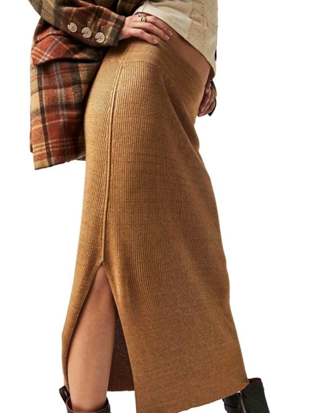 FREE PEOPLE MEDIUM Golden Hour Brown Midid Skirt.
